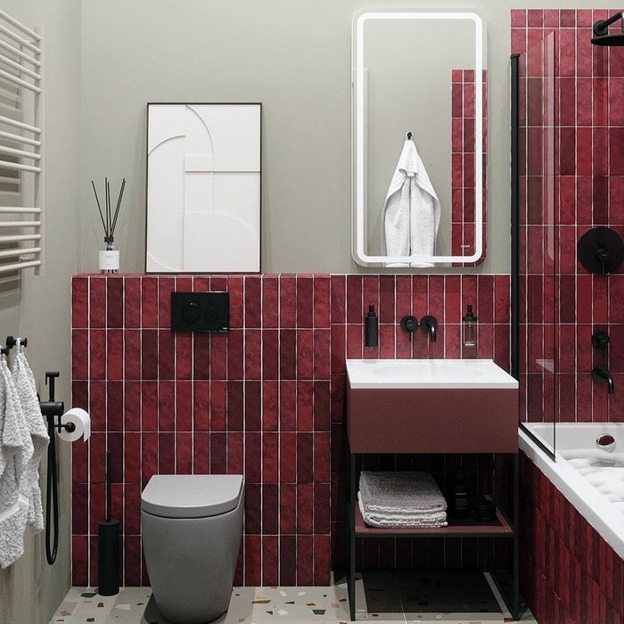 Piastrella Zellige rosso bordeaux | Stile marocchino | 6.5 cm x 20 cm