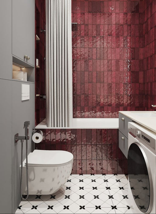 Piastrella Zellige rosso bordeaux | Stile marocchino | 6.5 cm x 20 cm