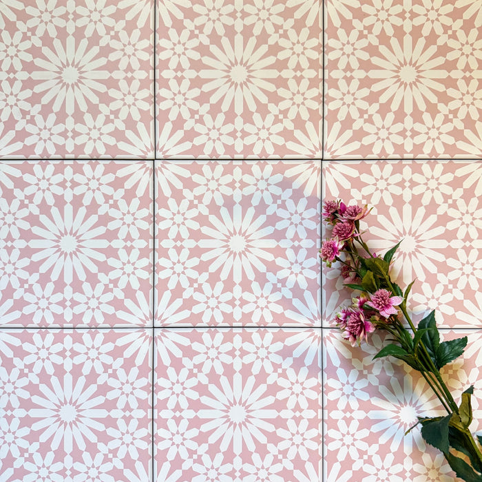 Fez Blanco y Rosa | Estilo marroquí | 20cm x 20cm