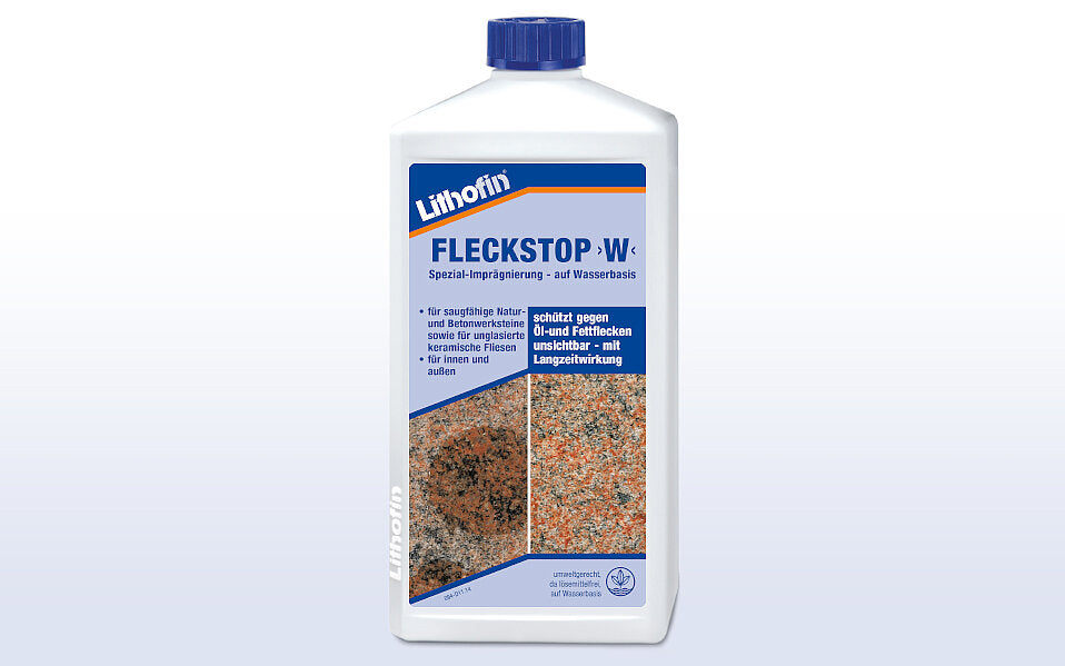 Lithofin FLECKSTOP >W< – Wasserbasierte Imprägnierung für Naturstein & Fliesen 1 Liter