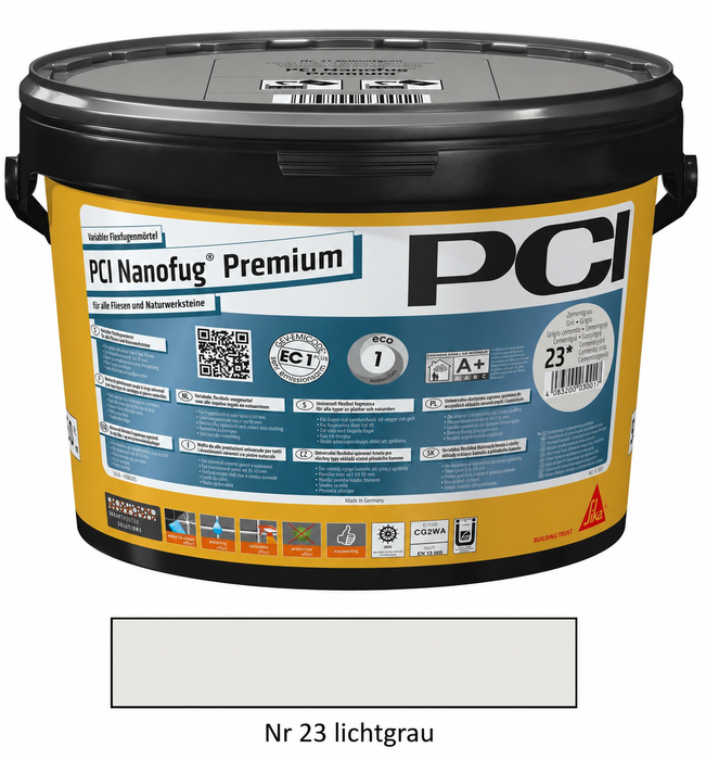 PCI mortier de jointoiement Nanofug Premium gris clair n° 23 5 kg