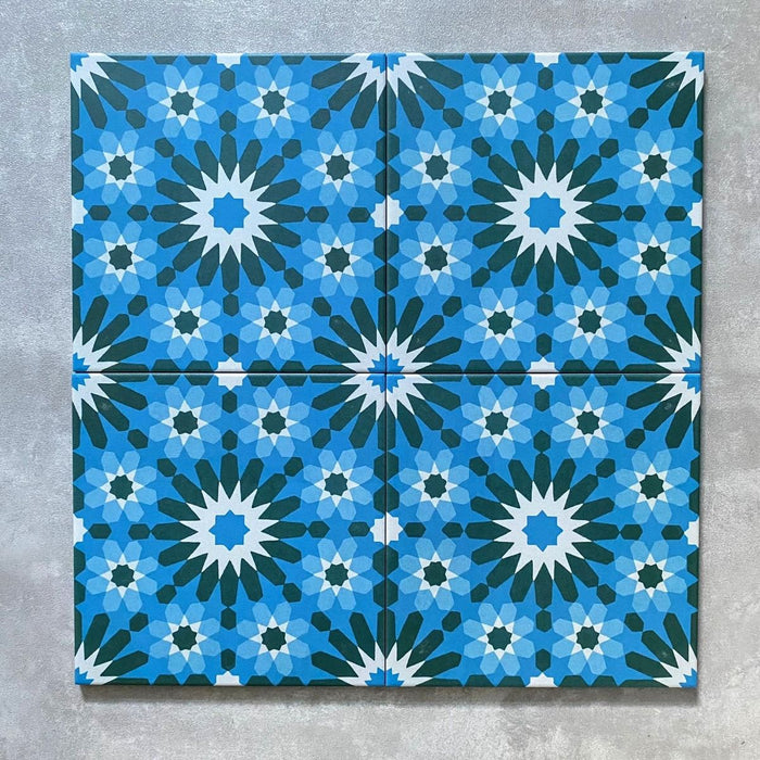 Fez zeeblauw | Marokkaanse stijl | 20cm x 20cm