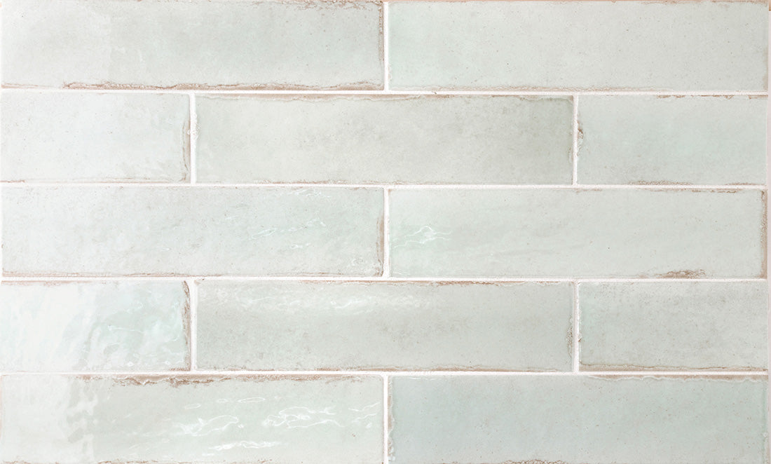 GANZE FLIESENPROBE Nomadin Brick Mintgrün Industriestil Wandfliese 6 cm x 24,6 cm